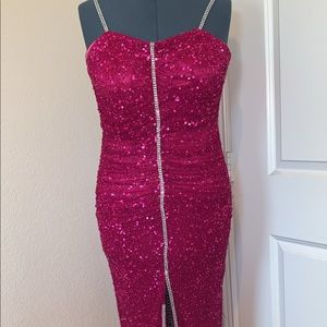 Magenta Sequin prom dress